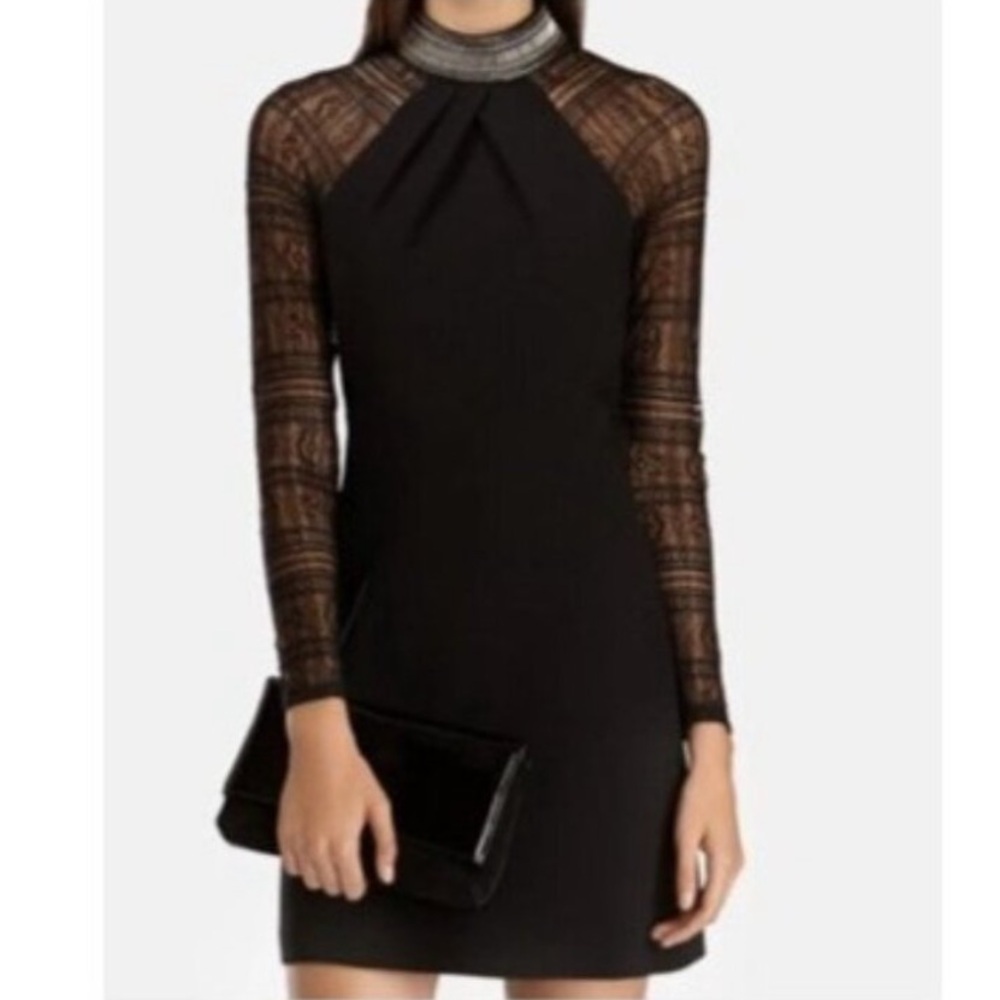 Karen Millen- Black Beaded Lace Dress, size UK 8